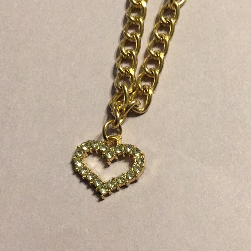 Vintage Gold Bracelet rhinestone heart